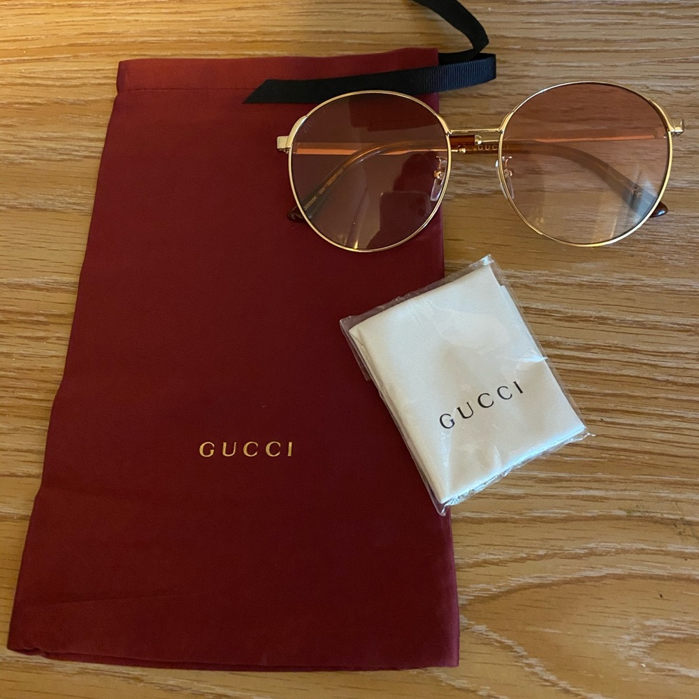 GUCCI Gold Round Sunglasses
